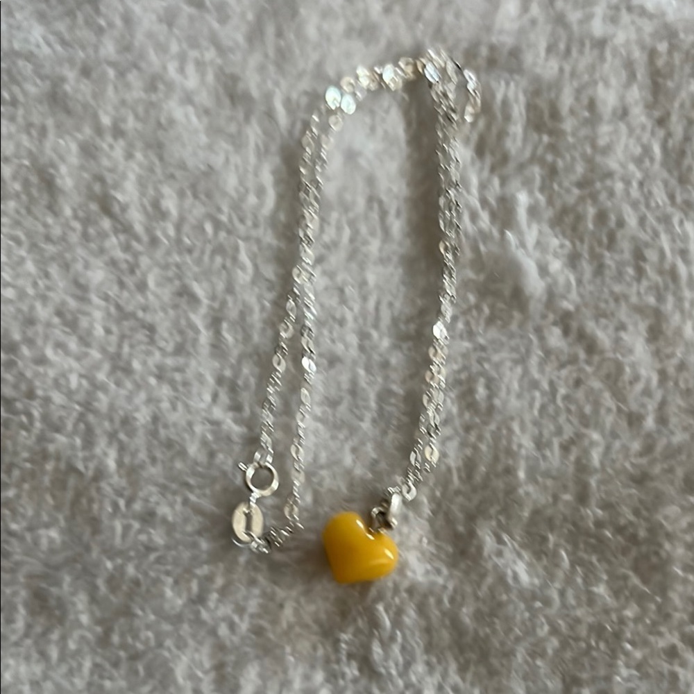 Yellow Heart Charm Necklace – 925 Sterling Silver Chain